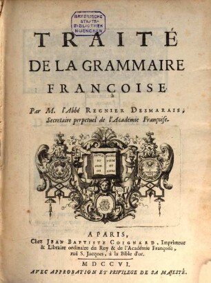 Traité de la Grammaire françoise