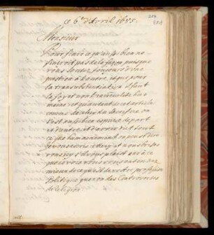 Ce 6. d'Avril 1685.