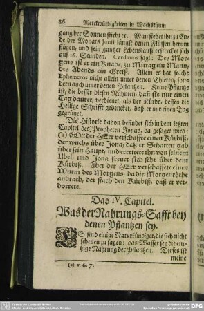 Das IV. Capitel. Was der Nahrungs-Safft bey denen Pflantzen sey
