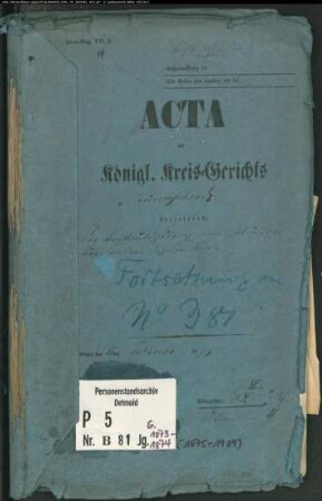 Belegakte zu den Zivilstandsregistern der Dissidenten mit den Orten Börlinghausen, Breitenloh, Friedrichsthal, Hahn, Halver, Heedfeld, Honsel, Lösenbach, Lüdenscheid, Mummeshohl, Neuenhause, Rahmede, Vogelberg und Windfuhr (G 1855-1874, 1873-1874)