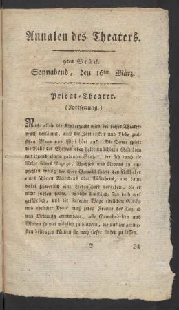 9tes Stück. Sonnabend, den 16ten März