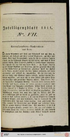 Intelligenzblatt Nro. VII