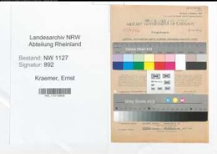 Entnazifizierung Ernst Kraemer , geb. 06.08.1891 (Knappschaftsamtmann)
