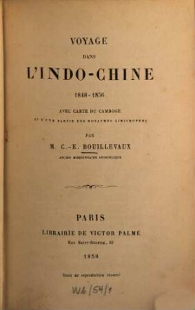 Voyage dans l'Indo-Chine 1848-1856