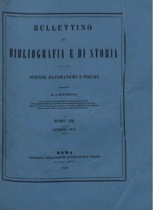 Tomo XII. Dicembre 1879.