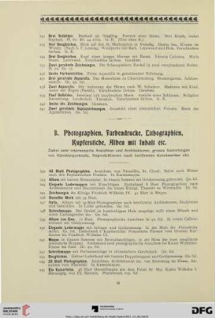 B. Photographien, Farbendrucke, Lithographien, Kupferstiche, Alben mit Inhalt etc. (Nr. 242-351)