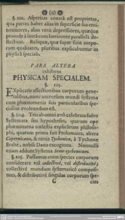 Pars Altera exhibens Physicam Specialem
