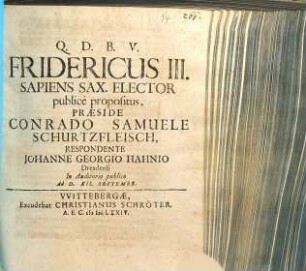 Fridericus III. Sapiens Sax. Elector