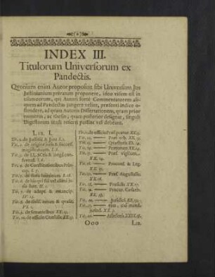 Index III.