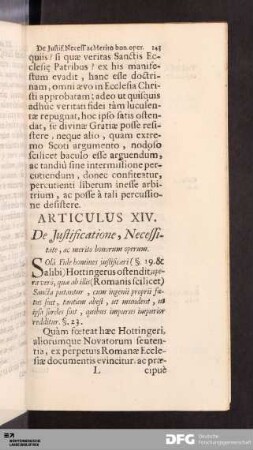 Articulus XIV. De Justificatione, Necessitate, ac merito bonorum operum.