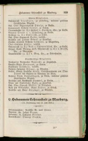 Q. Hebammen=Lehranstalt zu Marburg.