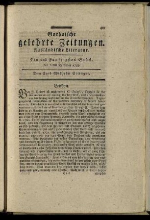 Ein und Funfzigstes Stück, den 21ten December 1793.