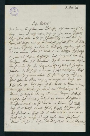 Brief vom 6. Dez. 1874