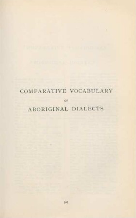 Comparative vocabulary of Aboriginal dialects