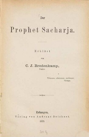 Der Prophet Sacharja