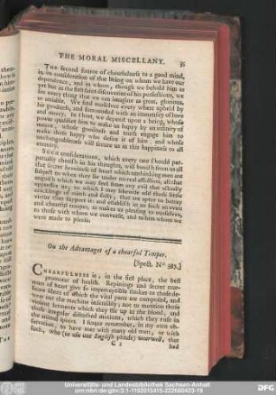 On the Advantages of a chearful Temper.