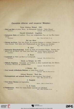 Gemälde älterer und neuerer Meister (Nr. 1-308)