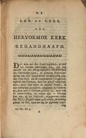 De Eer en Leer der hervormde Kerk gehandhaeft tegen de verkeerde voordracht van eenigen Haager Leerstellingen
