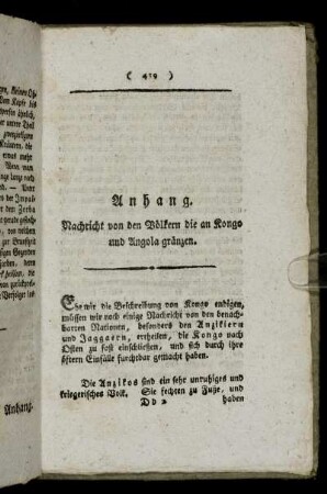 Anhang. Nachricht von den Völkern die an Kongo und Angola gränzen.