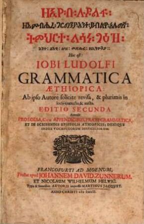 Iobi Ludolfi grammatica Aethiopica