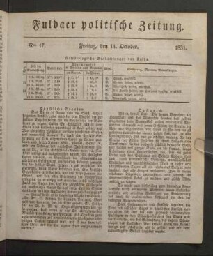 Freitag, den 14. October. 1831