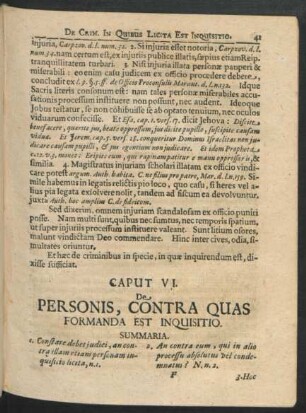 Caput VI. De Personis, Contra Quas Formanda Est Inquisitio.