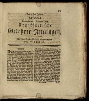CItes Stück Dienstags, den 17. December 1765. - CVtes Stück Dienstags, den 31. December 1765.