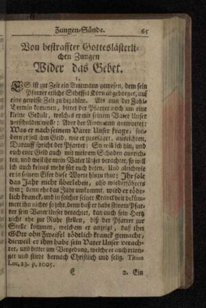 Von bestraffter Gotteslästerlichen Zungen Wider das Gebet.