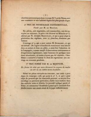 Académie Royale des Sciences. Séance publique du 11 juin 1827 : annonce des prix décernés par l'Académie Royale des Sciences pour l'année 1827