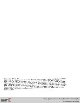 Briefe von und an Ulrich und Ulrike von Wilamowitz-Moellendorff ("1. Abschrift"): Brief von Ulrich von Wilamowitz-Moellendorff an Arnold von Wilamowitz-Moellendorff und Ulrike von Wilamowitz-Moellendorff