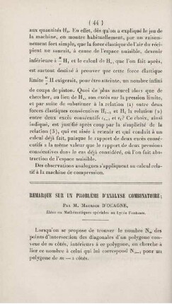 Remarque sur un problème d'analyse combinatoire.