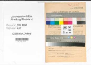 Entnazifizierung Alfred Maennich , geb. 30.04.1907 (Studienrat)
