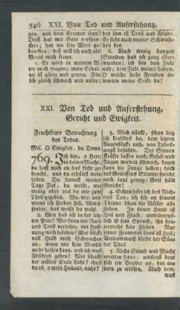 XXI. Von Tod und Auferstehung, Gericht und Ewigkeit.