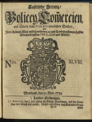 Nro. XLVIII, Montags, den 30. Nov. 1739