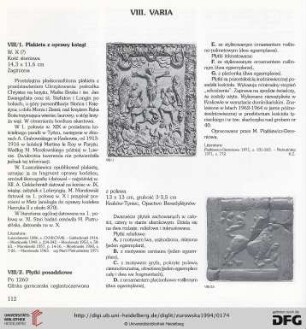 VIII. Varia