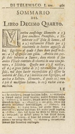 Sommario Del Libro Decimo Quarto.