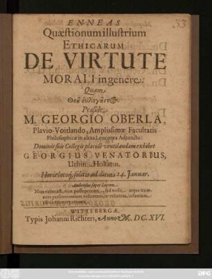 Enneas Quaestionum illustrium Ethicarum De Virtute Morali in genere