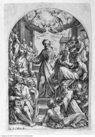 Die Erweckung der Tabitha (aus der Serie von 29 Blatt "Les tableaux de l'Eglise S. Pierre a Rome, Delineationes picturae")