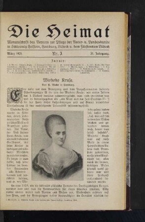 März 1921. Nr. 3. 31. Jahrgang.