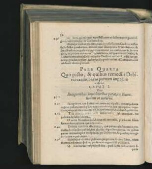 Pars Quarta. Quo pacto, & quibus remediis Debitor executionem paratam impedire valeat.