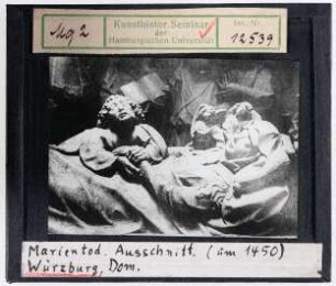Würzburg: Dom, Marientodgruppe, Detail Maria