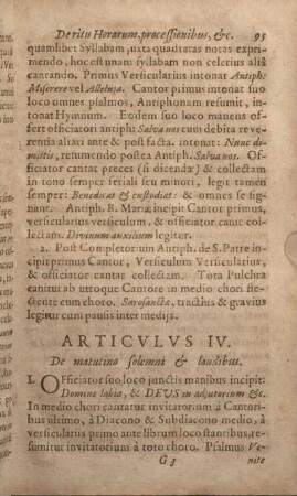 Articvlvs IV. De matutino solemni & laudibus.