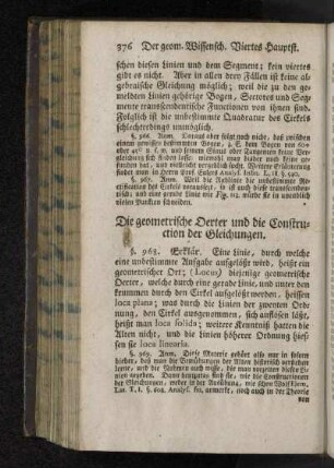 Die geometrische Oerter und die Construction der Gleichungen.