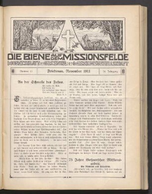 Nummer 11. Friedenau, November 1911. 78. Jahrgang