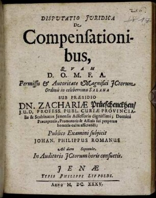 Disputatio Iuridica De Compensationibus