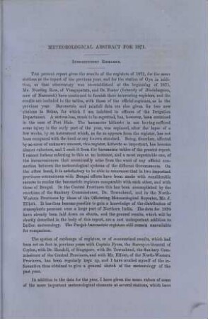 Report of the Meteorological Reporter to the Government of Bengal : with a meteorological abstract. 1871