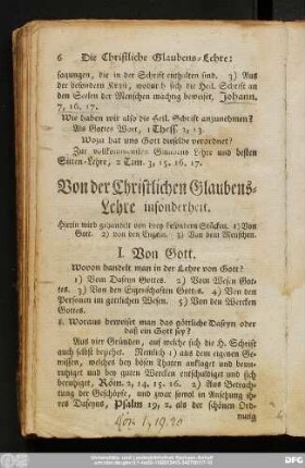 Von der Christlichen Glaubens-Lehre insonderheit.