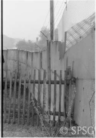 Mauerfall, Potsdam, Klein Glienicke / Griebnitzsee, Grenzanlage, Blickrichtung Babelsberg.