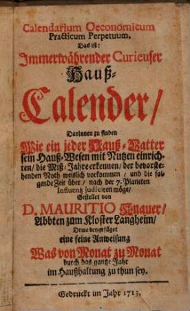 Calendarium oeconomicum practicum perpetuum