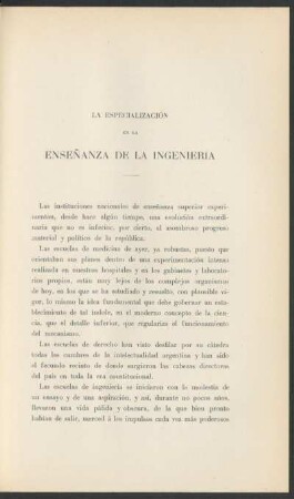 La especialización en la enseñanza de la ingeniería